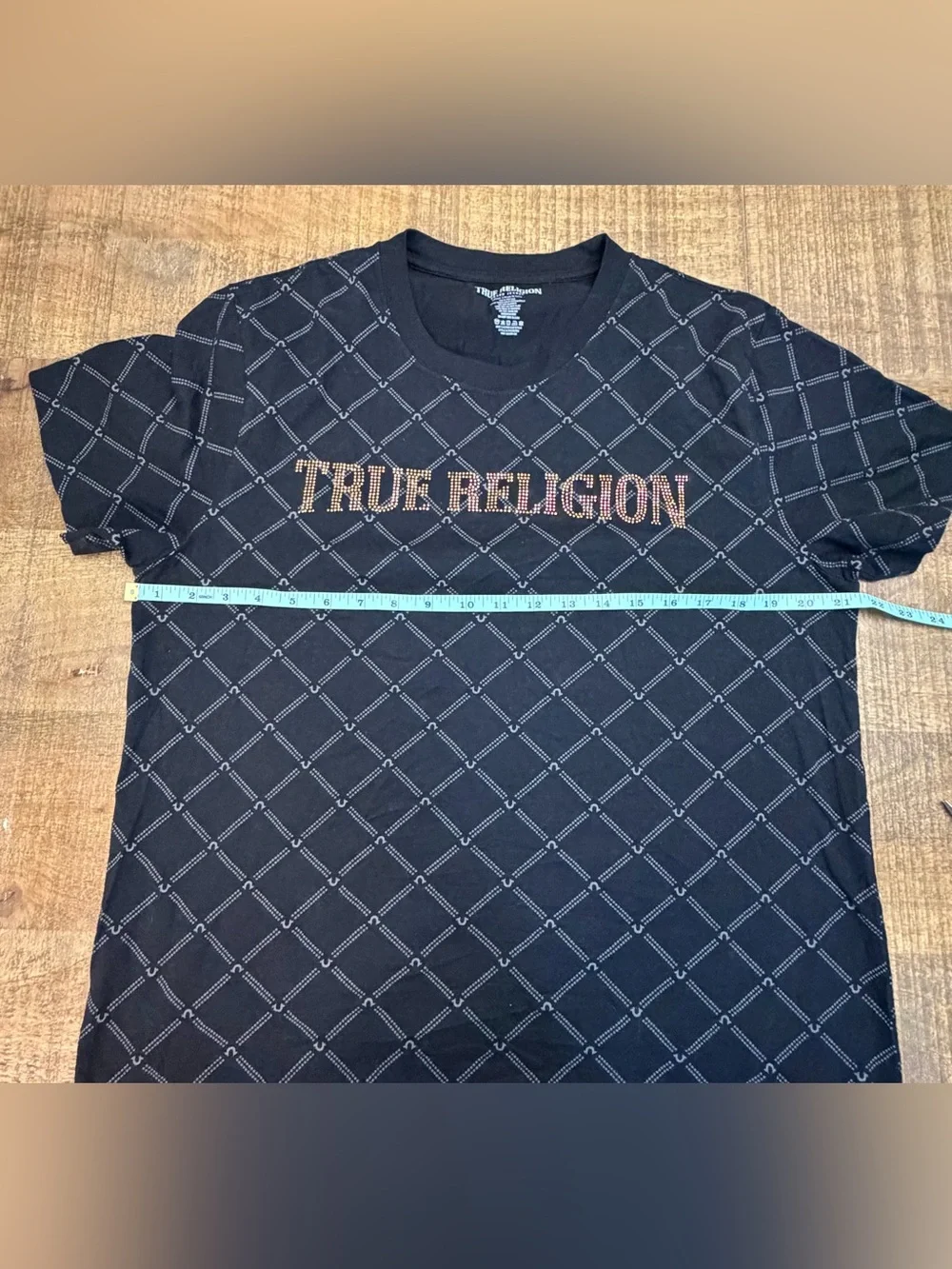 True Religion Black Tee with Gold Stud Logo